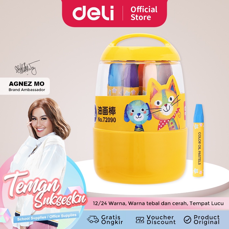 Deli 12/24 warna oil pastel desain Barrel, mudah untuk diambil dan ditempatkan 72090 72092