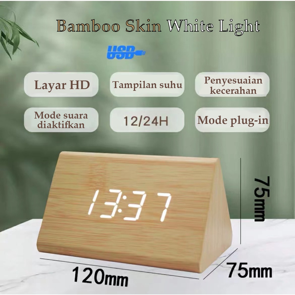 Jam kayu / Jam Meja Kayu Led Digital / Digital Wood Smart Alarm Clock / Digital Jam Led / Jam kayu elektronik