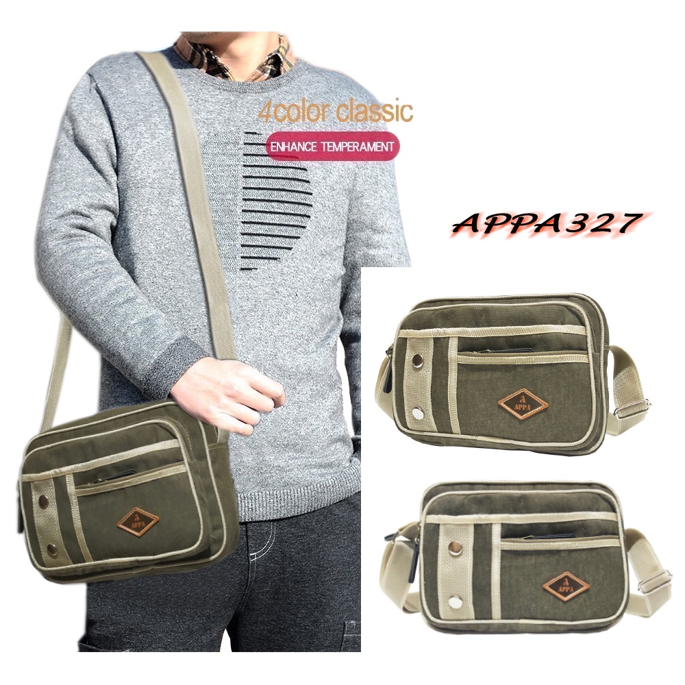 Tas Slempang Bahu Kecil Kanvas Pria Vintage Shoulder Bag APPA327