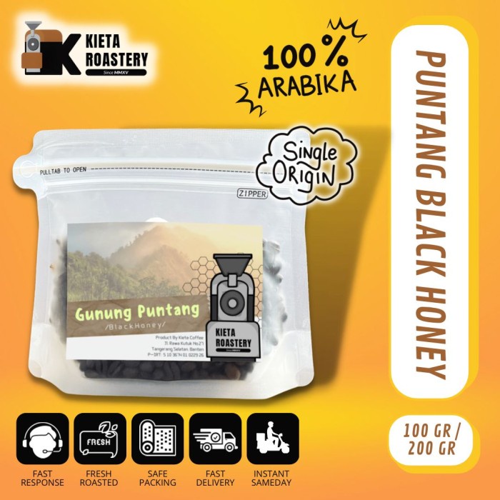

Kopi Arabika Gunung Puntang Black Honey Juara #1 KKSI 200gr - 100gr, Biji