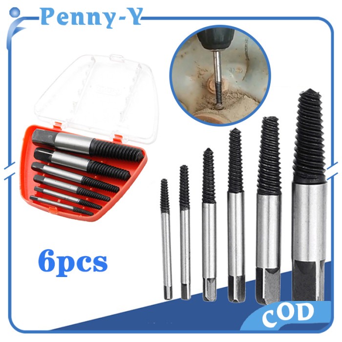 Buruan beli] 6pcs Screw Extractor / Pembuka Baut Patah / Pencabut Baut Patah