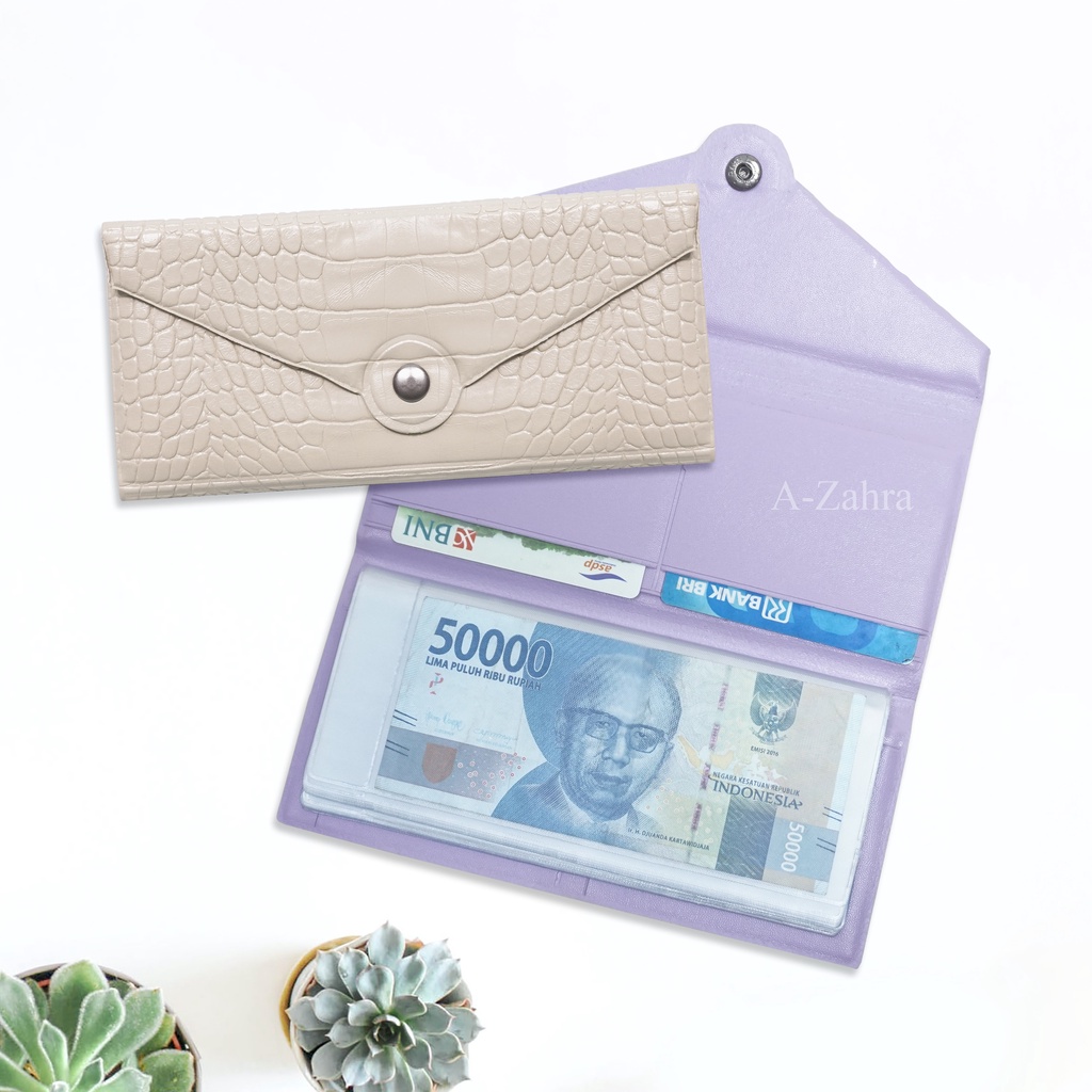 A-ZAHRA 015 DOMPET CROCO KEUANGAN KANCING SEGITIGA / DOMPET PANJANG / DOMPET BUDGETING