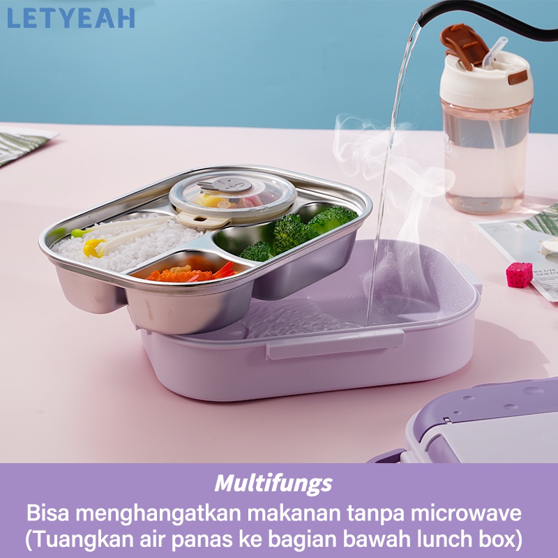 letyeah Kotak makan stainless 304 anti tumpah/lunch box stainless dengan mangkuk sup