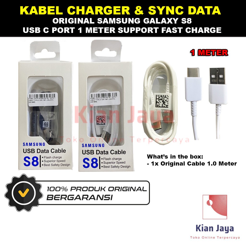 Kabel Charger Hp Samsung Galaxy S8 / Note 7 USB Tipe Type C Original 100% Sync Data Charging Fast Charge