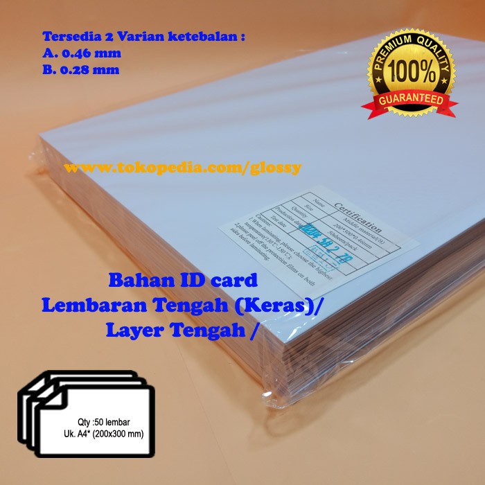 

Nametag Bahan Pvc Id Card 50 Lembar - Pvc Nya Saja - Lembaran Keras/Tengah