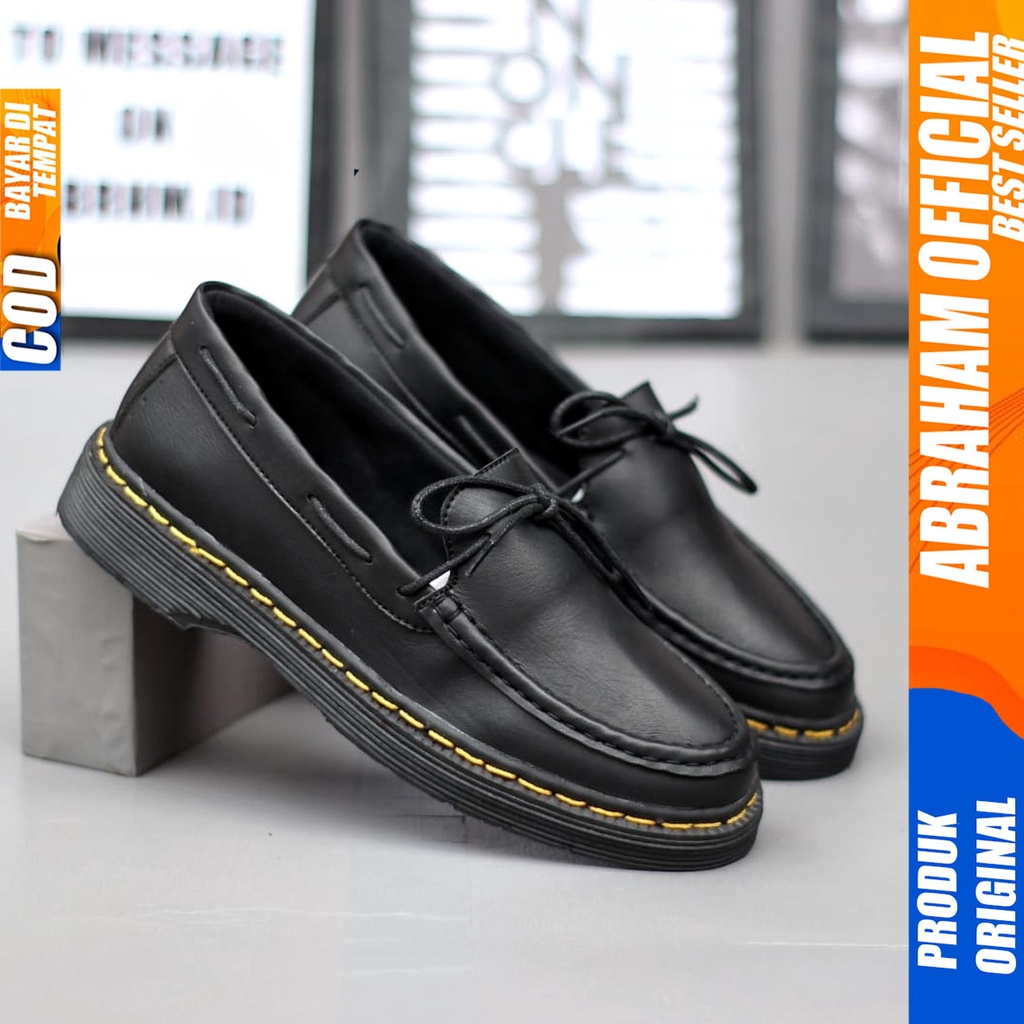 Sepatu Loafers Docmart Formal Pantofel Kerja Pria Hitam Abraham TORETO