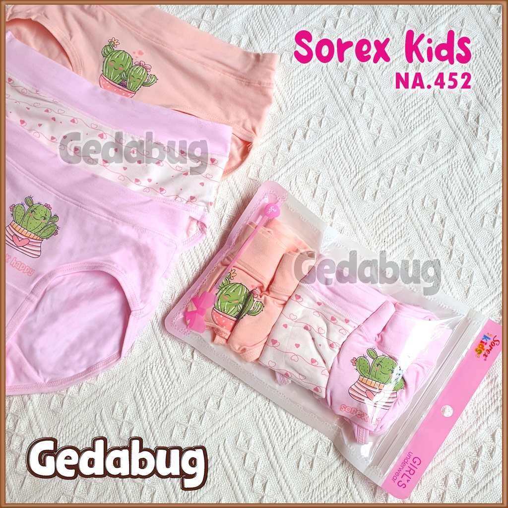 [3 pcs] Celana Dalam Sorex Kids NA 452 Super Soft CD Anak Sorex Perempuan Segitiga Motif Lembut Adem