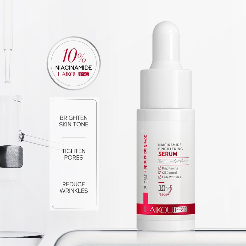 LAIKOU Pro 10% Niacinamide Face Serum Memudarkan Noda Glowing Essence Mengurangi Kerutan 17ml