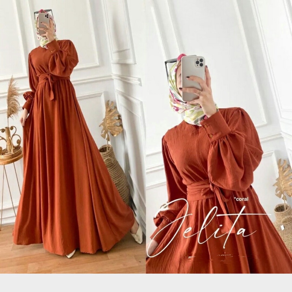 GAMIS JELITA CRINKLE AIRFLOW || GAMIS WANITA MUSLIM JUMBO