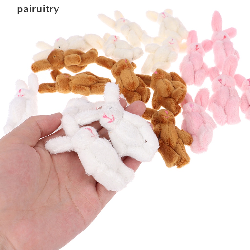 Prt 5Pcs 6cm Mini Joint Rabbit Pendant Plush Bunny Untuk Gantungan Kunci Buket Mainan Boneka PRT