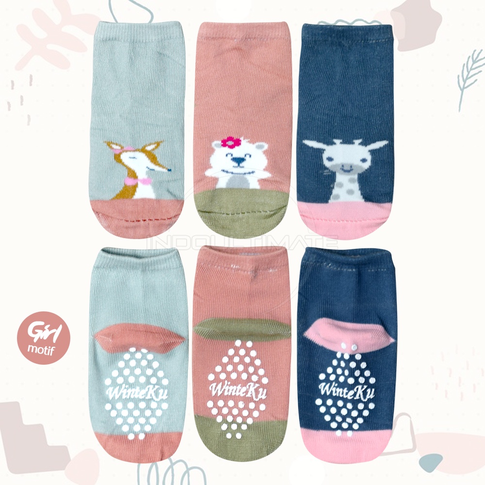 3in1 Kaos Kaki Bayi 0-6 Bulan BY-5601-FC Baby Sock Sarung kaki Bayi Perempuan Laki Laki Baru Lahir Motif Karakter Lucu Pelindung Kaki bayi Kaos Kaki Bayi Cewek Cowok