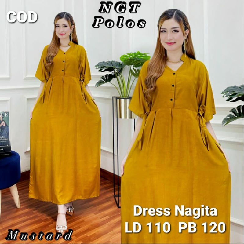 DASTER NAGITA POLOS DRESS GAUN WARNA POLOS CANTIK