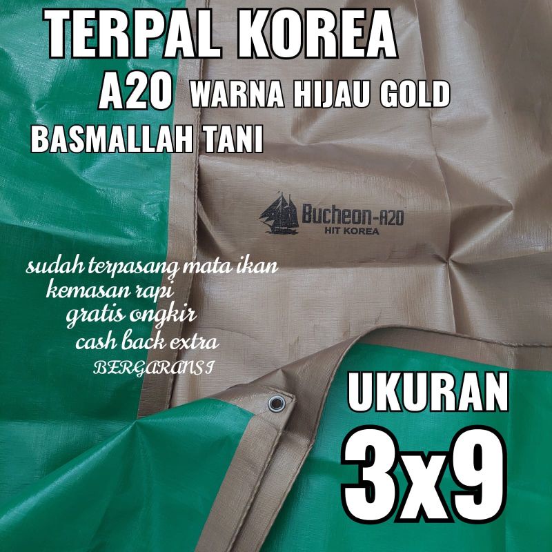 Terpal KOREA A20 Warna Hijau Gold ukuran 3x9 meter merk TRECK