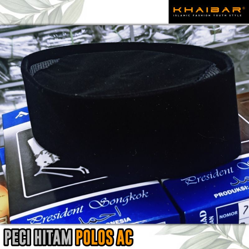 (COD) PECI SONGKOK NASIONAL | KOPIYAH HITAM POLOS AC BLUDRU  MODEL AWING | SONGKOK HITAM NASIONAL | 
