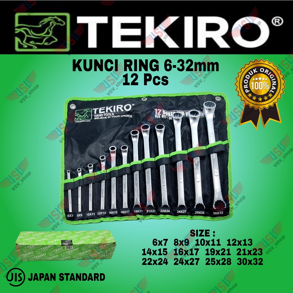 Tekiro kunci ring set 12 pcs 6-32mm / boxes end wrench set tekiro