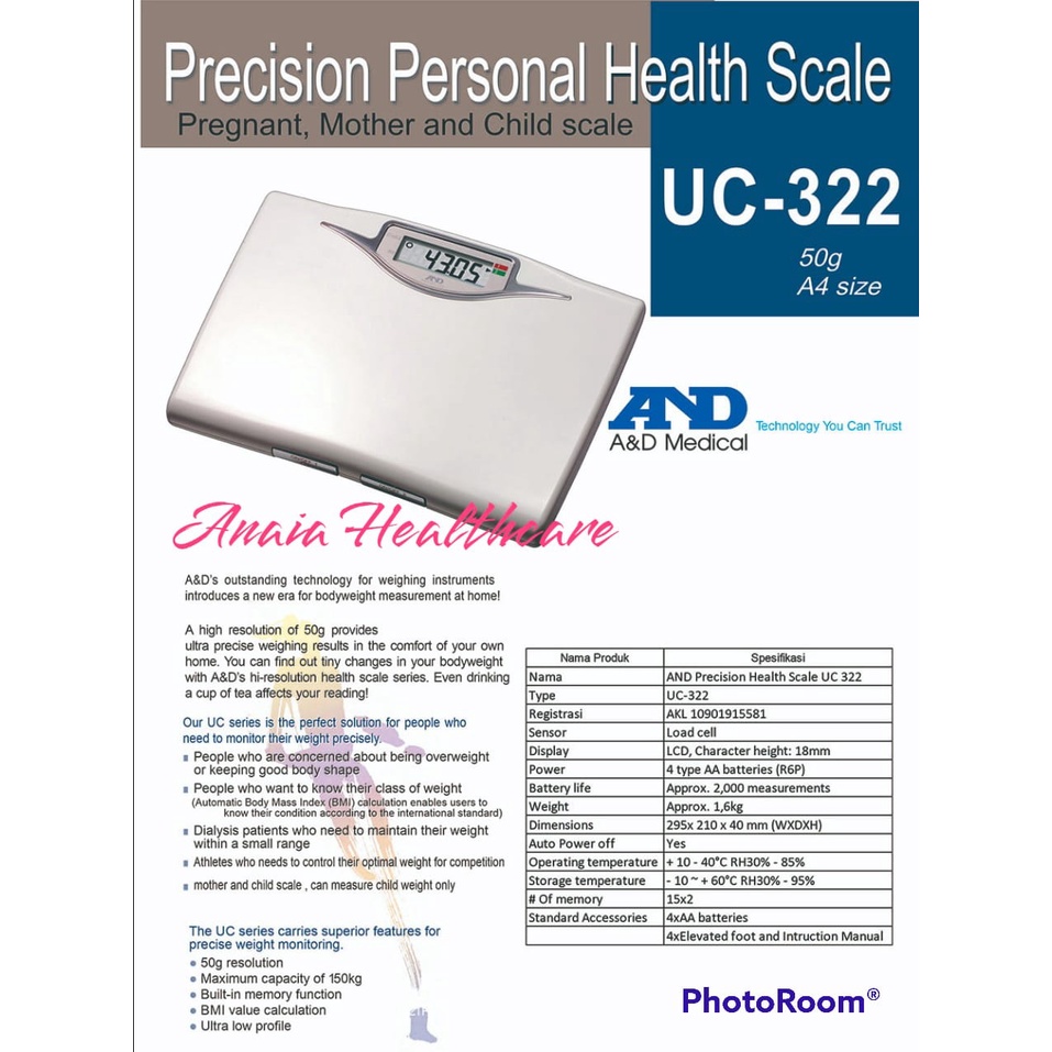 TIMBANGAN DIGITAL AND UC-322 TIMBANGAN BERAT BADAN DIGITAL AND UC 322 TIMBANGAN UKUR KADAR LEMAK DIGITAL WEIGHT SCALE AND UC-322