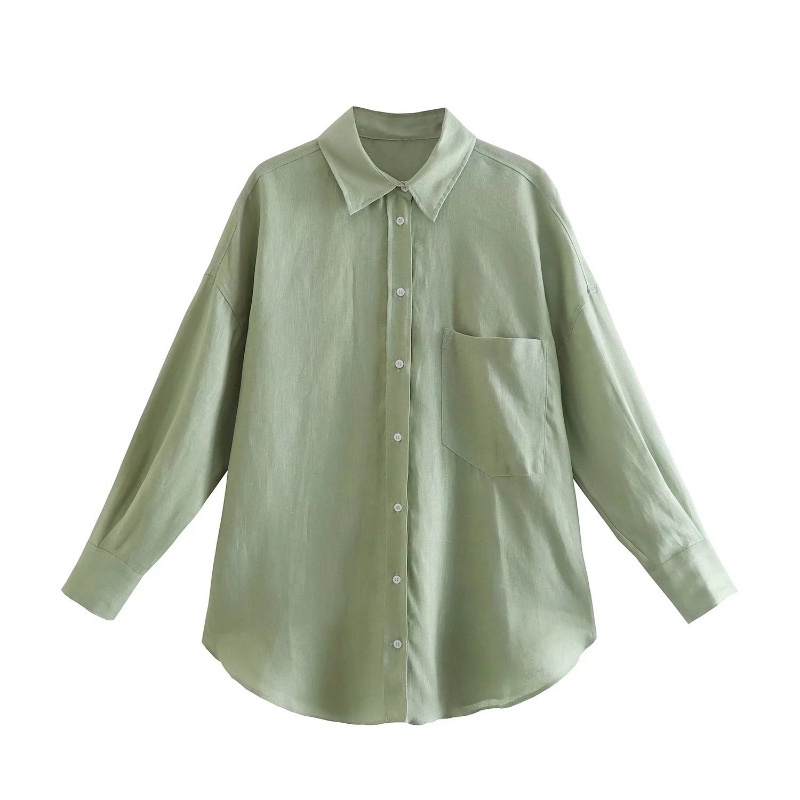 MOOGU ♡ L-4XL Oversize kemeja korea shirt blouse wanita satu saku