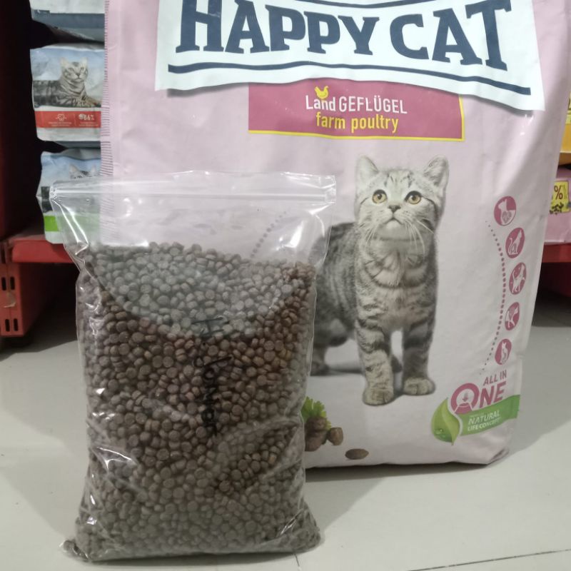 Happy Cat junior poultry 1000gr(repack) makanan kucing anakan catfood