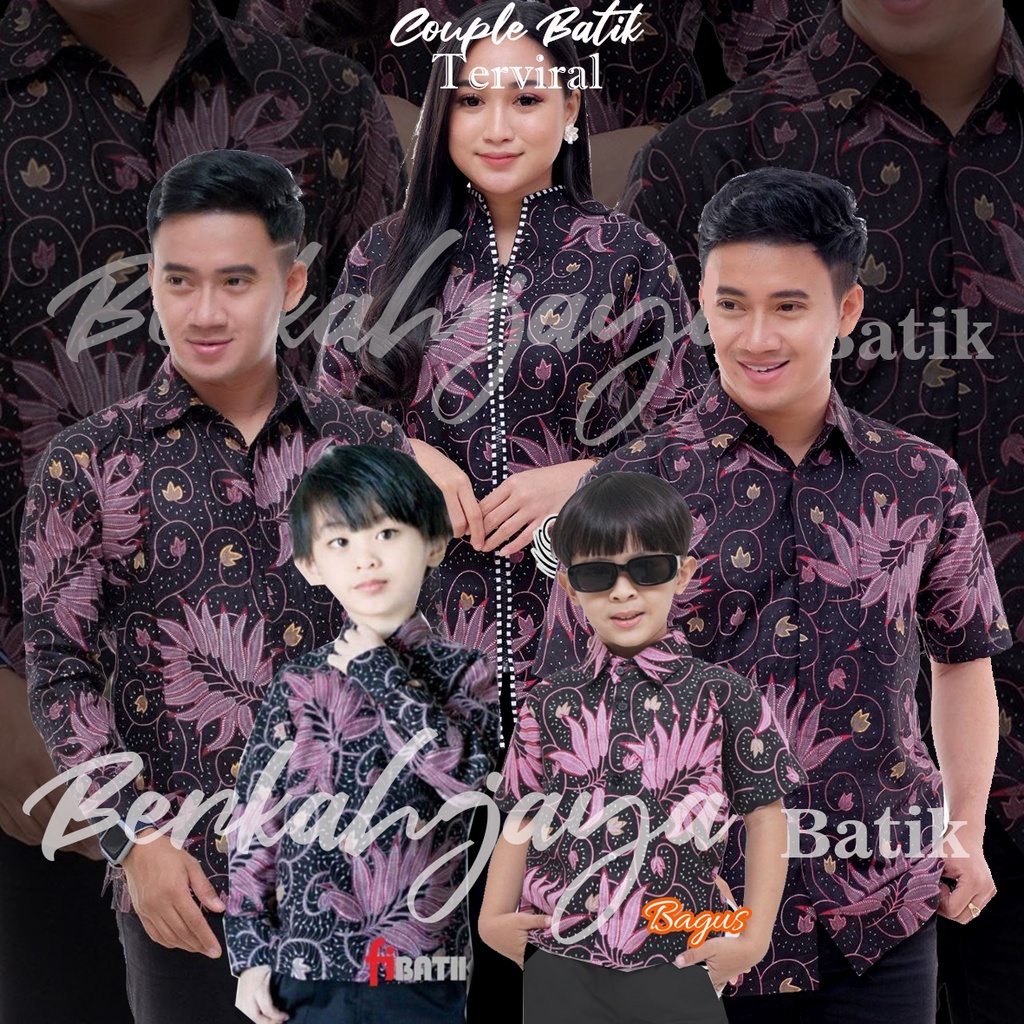 Batik Set Pakaian Keluarga Lengan Pendek dan Lengan panjang Size Anak Dan Dewasa AYAH DAN ANAK DAN IBU SERAGAM