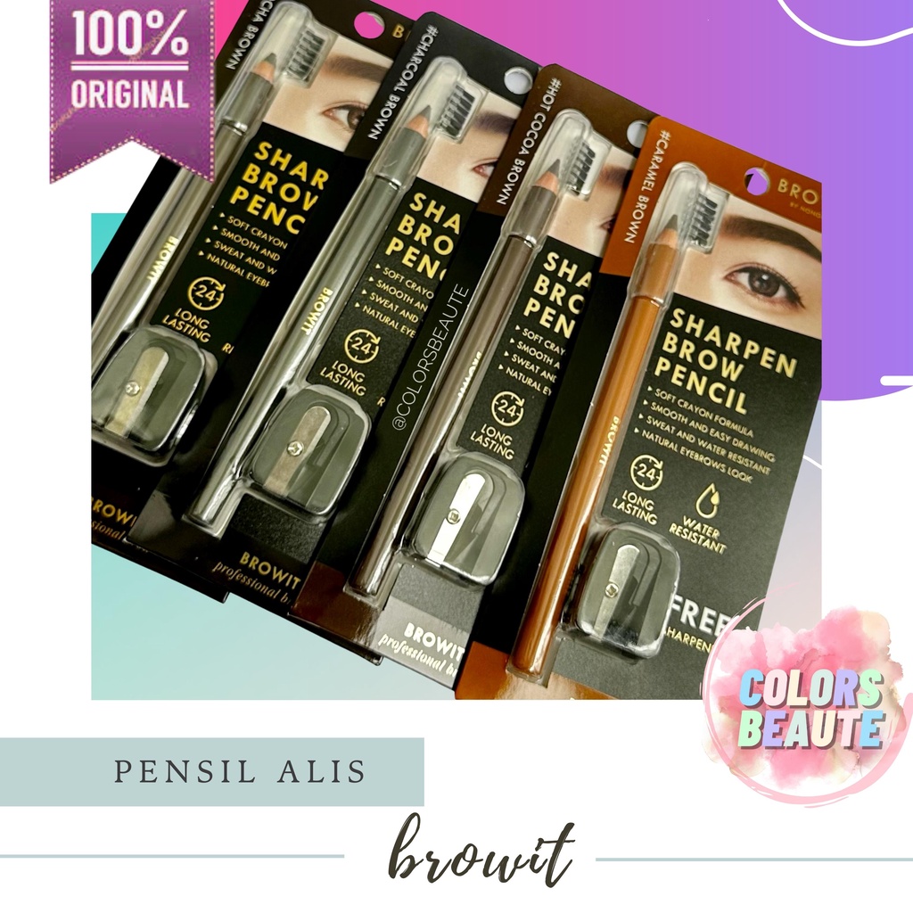 Browit By Nongchat Sharpen Brow Pencil + rautan / pensil alis by nongchat