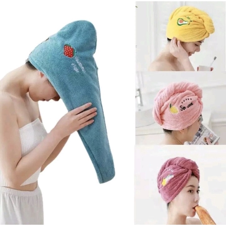 H125 - MICROFIBER PREMIUM Handuk Turban Keramas Kepala Rambut Cepat Kering