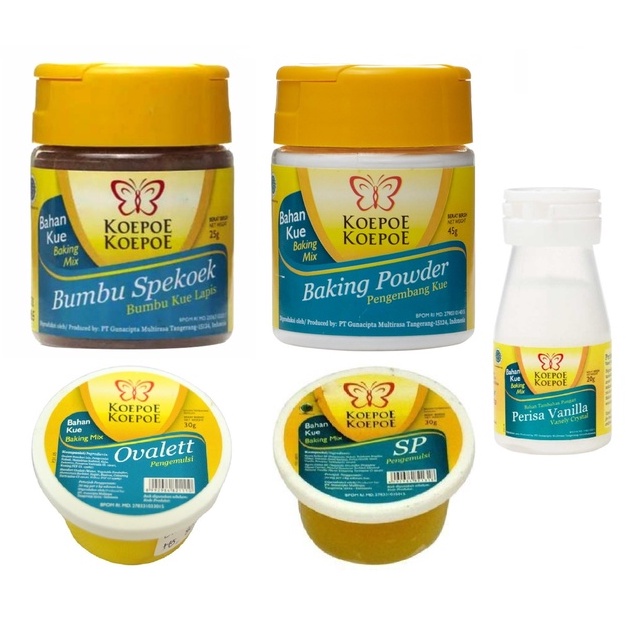 

bahan baking koepoe koepoe ovalett, sp pengemulsi, spekoek, baking powder, perisa vanilla