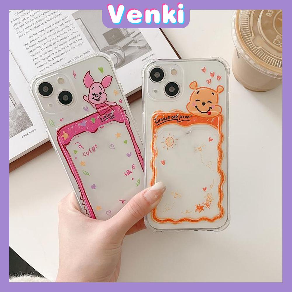 Case iPhone 14 Pro Max Card Holder Case Transparent Simple Case Card Storage Cute Bear Camera Protection Shockproof For iPhone 14 13 12 11 Plus Pro Max 7 Plus X XR