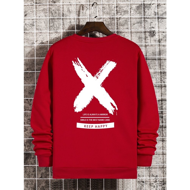 KEEP HAPPY Sweatshirt Basic II Sweater Crewneck Print DTF II Sz M - XL Anak &amp; Dewasa ( Pria &amp; Wanita )