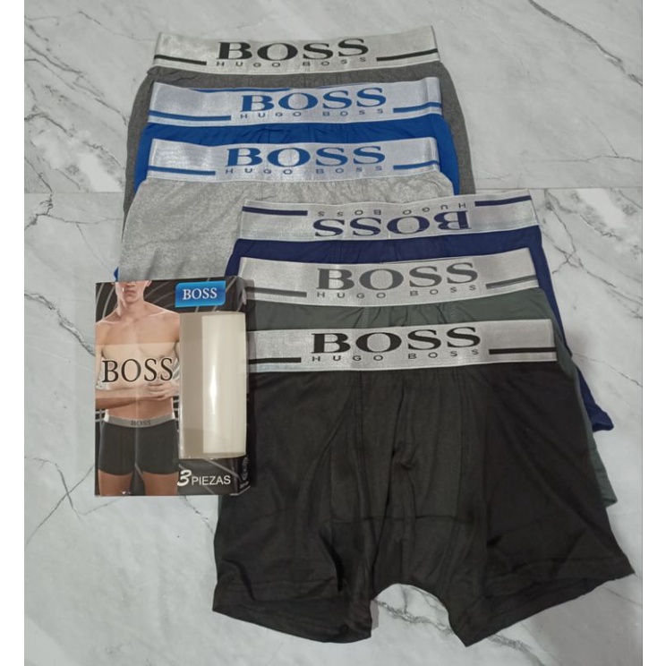 1 kotak isi 3 pcs celana dalam boxer pria / boxer bos silver