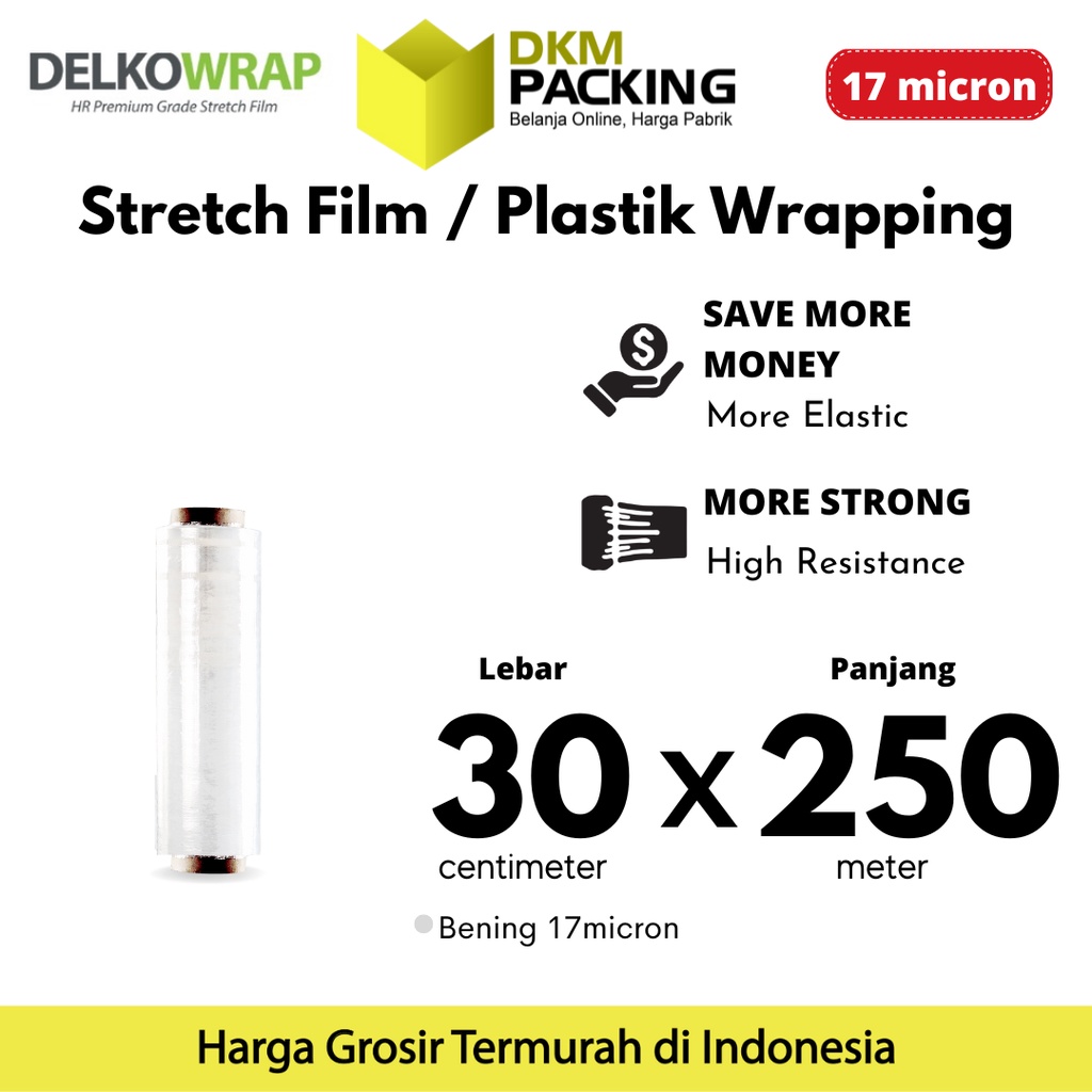 

Plastik Wraping Stretch Film 30cm x 250m DELKOWRAP BENING WRAPPING TEBAL PREMIUM TERMURAH / SATUAN