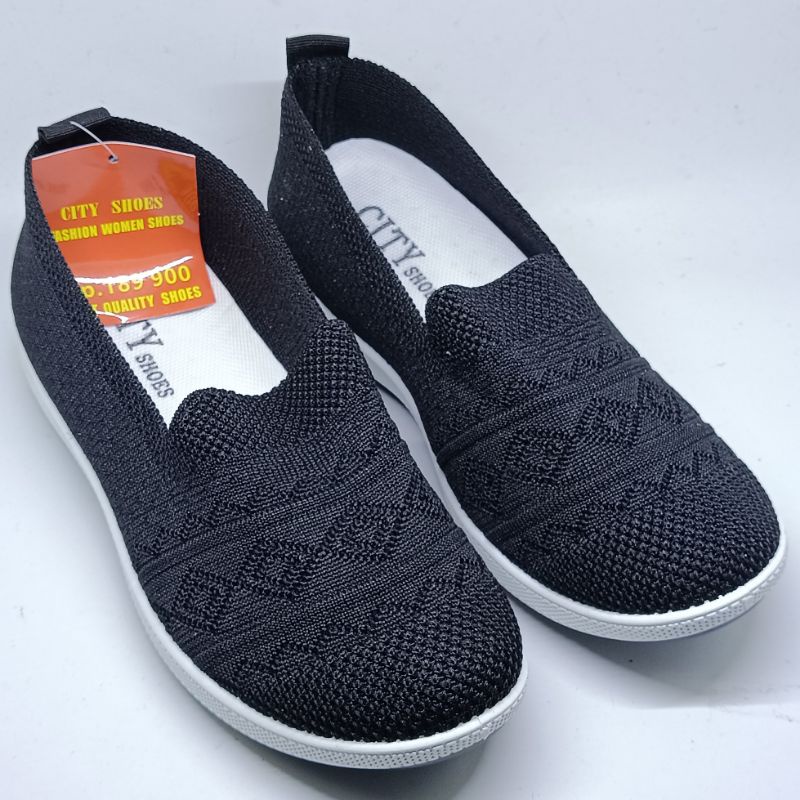 Sepatu Wanita Snekers Kets Import Rajut / sepatu flat slip on tanpa tali out sole anti licin