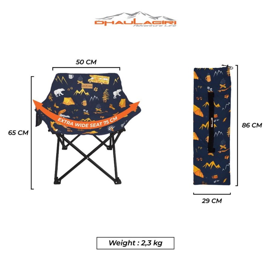 Kursi Lipat Folding Chair Portable DH FC600 Camping Max Load 120kg