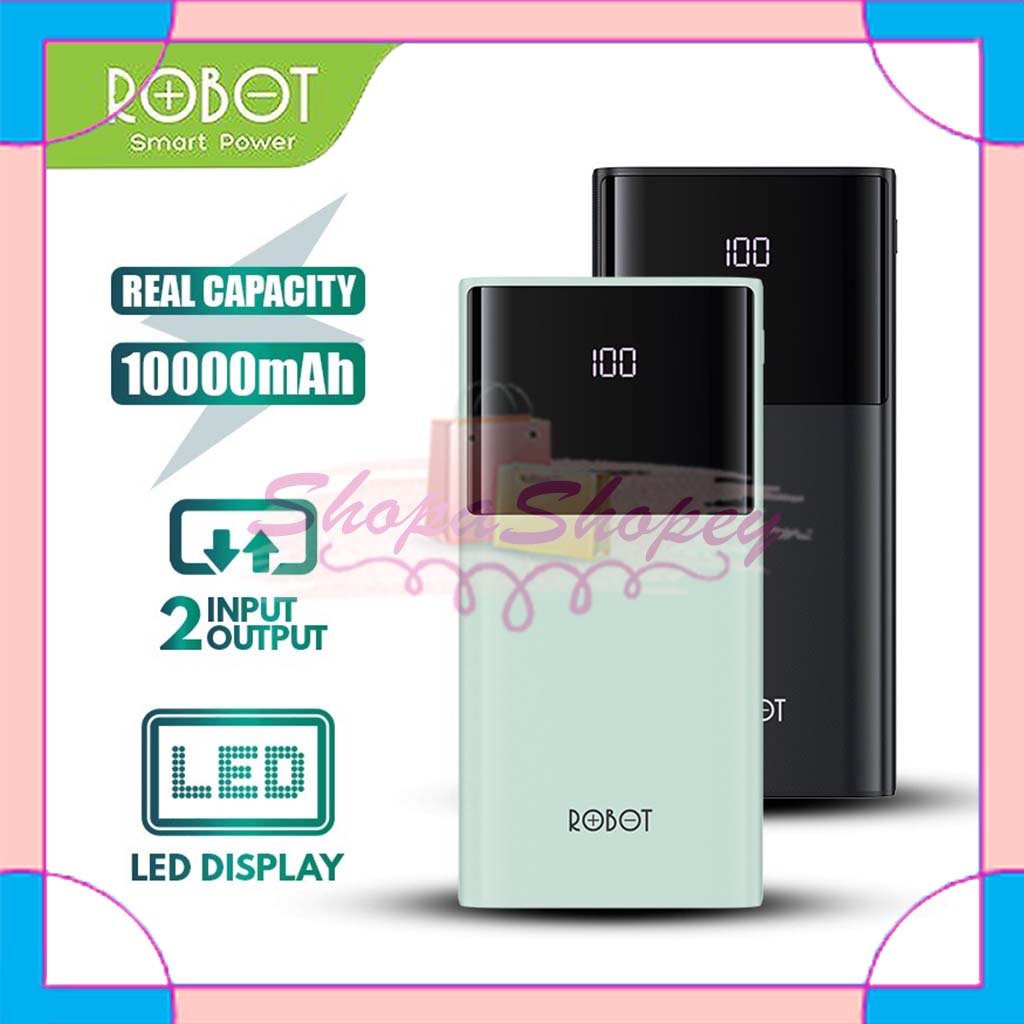 PowerBank 10000mah ROBOT RT190S 2A Dual Input and Output Real Capacity - Garansi Resmi 1 Tahun