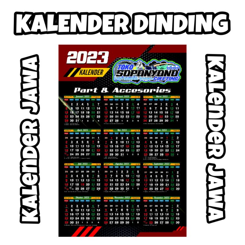 

+✅TERMURAH | KALENDER DINDING TAHUN 2023 DESAIN PART & ACCESORIES TOKO SOPONYONO CIKETING