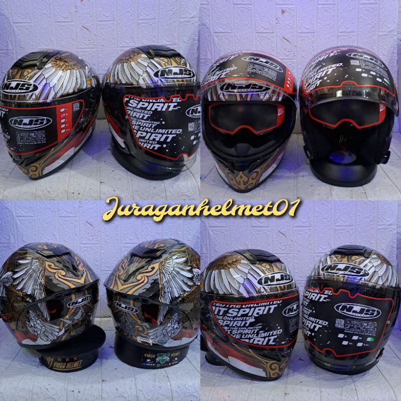 Helm Njs Zx-1 motif Garuda Couple double visor|Njs Zx1 couple