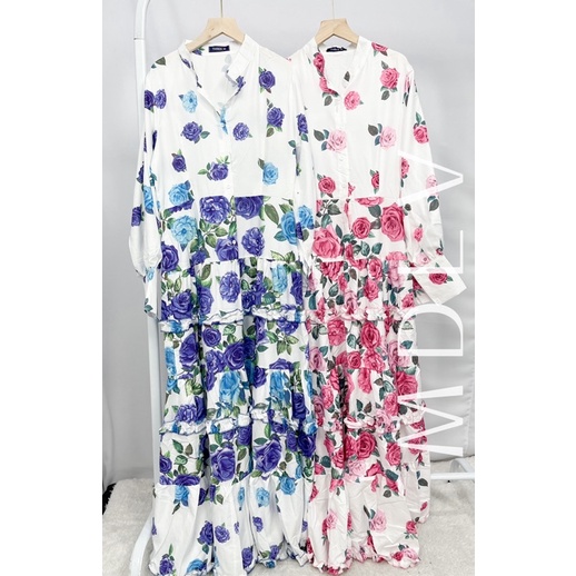 MDLV ~ 06670# Shannya Floral Tiered Maxi Dress Premium Import