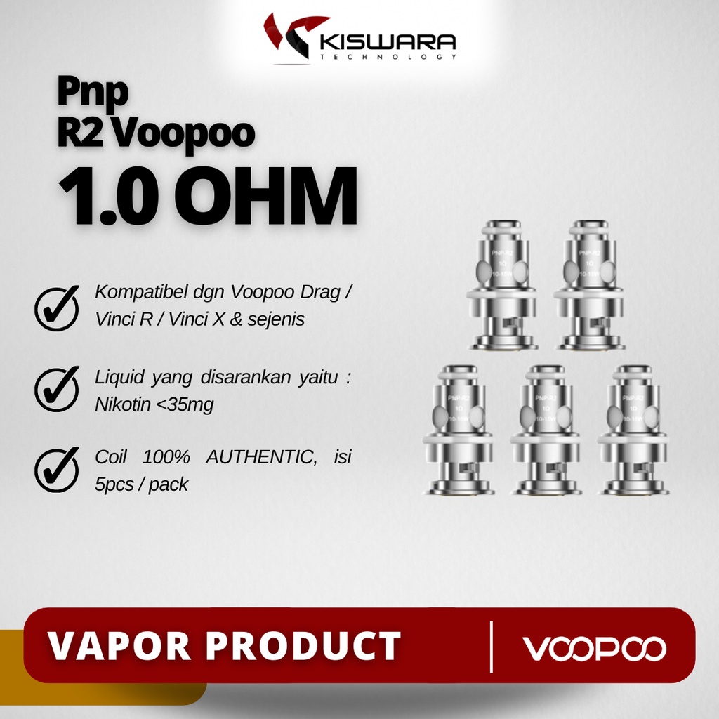 Voopoo PnP-R2 1,0 Ohm Coil Head 1PACK isi 5PCS