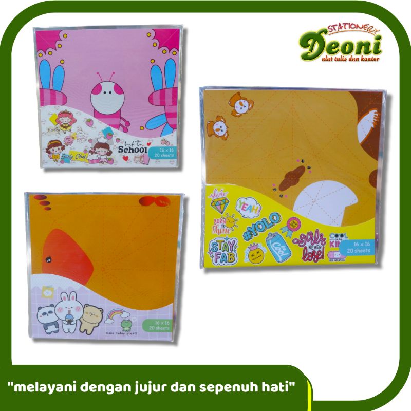 

KIKY Kertas Lipat Origami 16 x 16 cm Isi Polos ( 20 Lembar )
