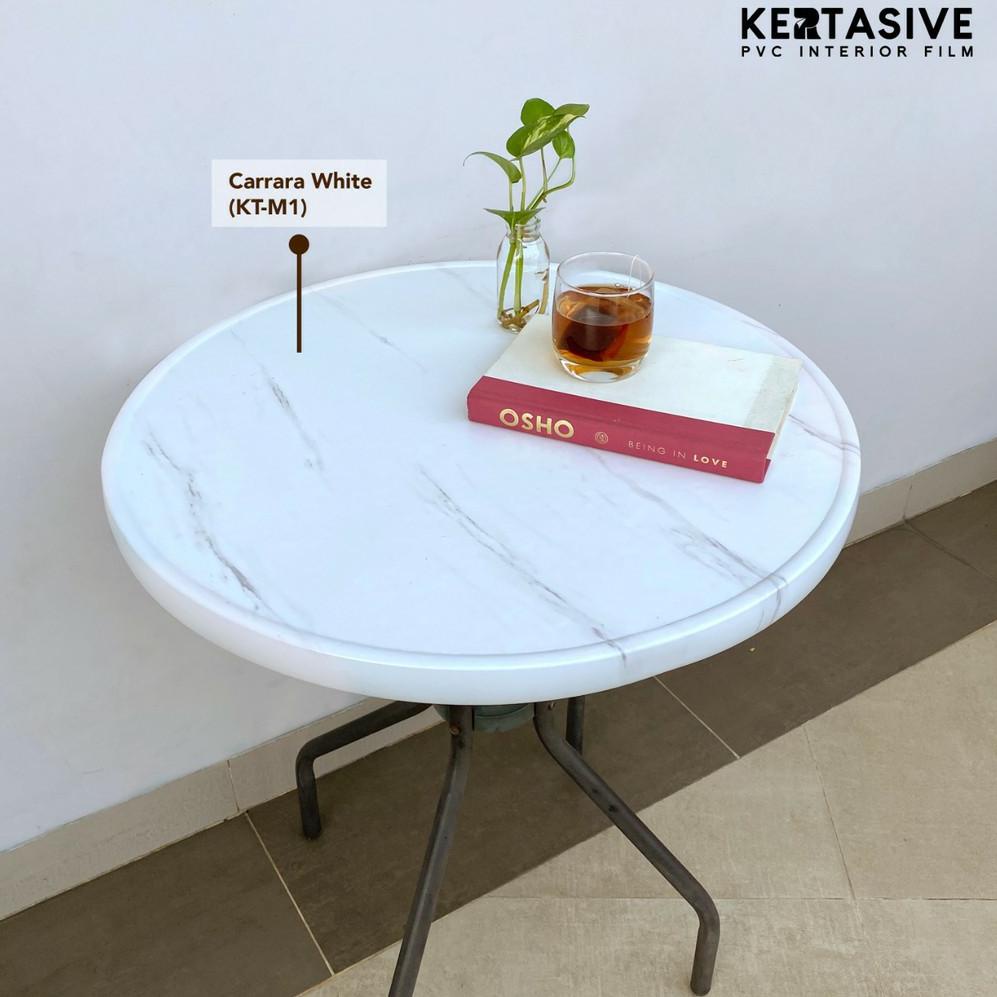 {KRE.11De22ѕ} CARRARA WHITE 122 CM - KERTASIVE PVC INTERIOR FILM / PELAPIS FURNITURE / WALLPAPER