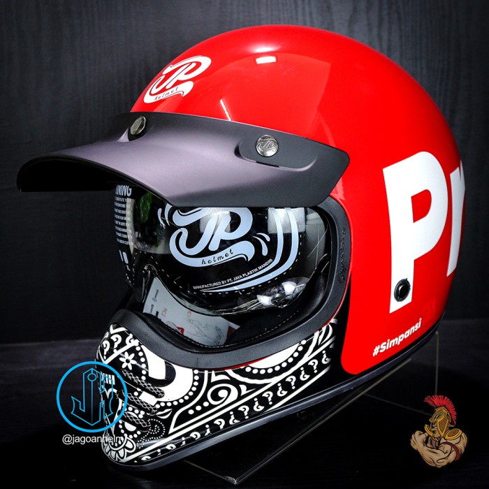 NEW JPX HELM JP SIGNATURE PREDIKSI | RED FERARRI | RETRO CLASSIC DDRING - L