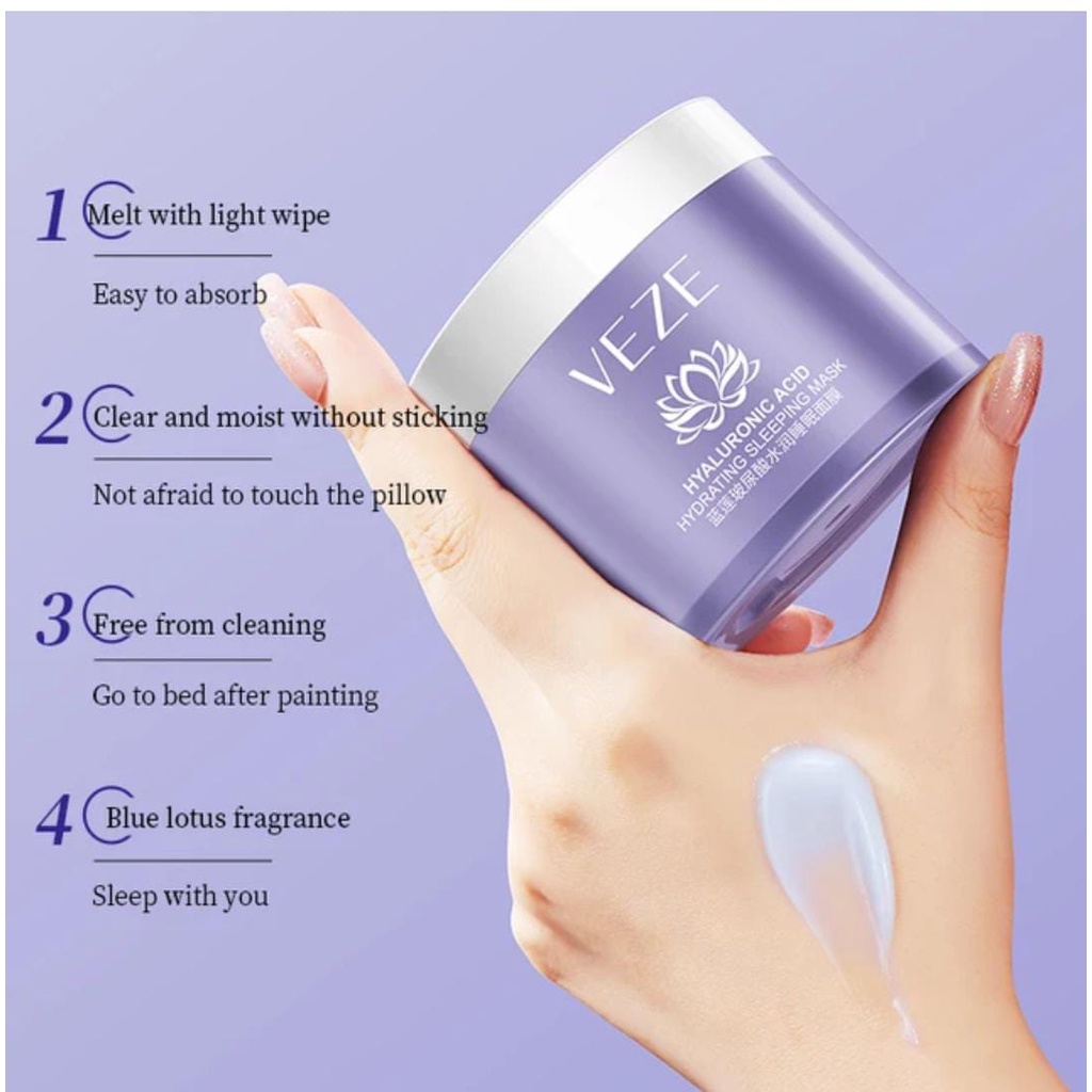 Veze krim masker wajah tidur malam asam hialuronat 100gr FZ82645