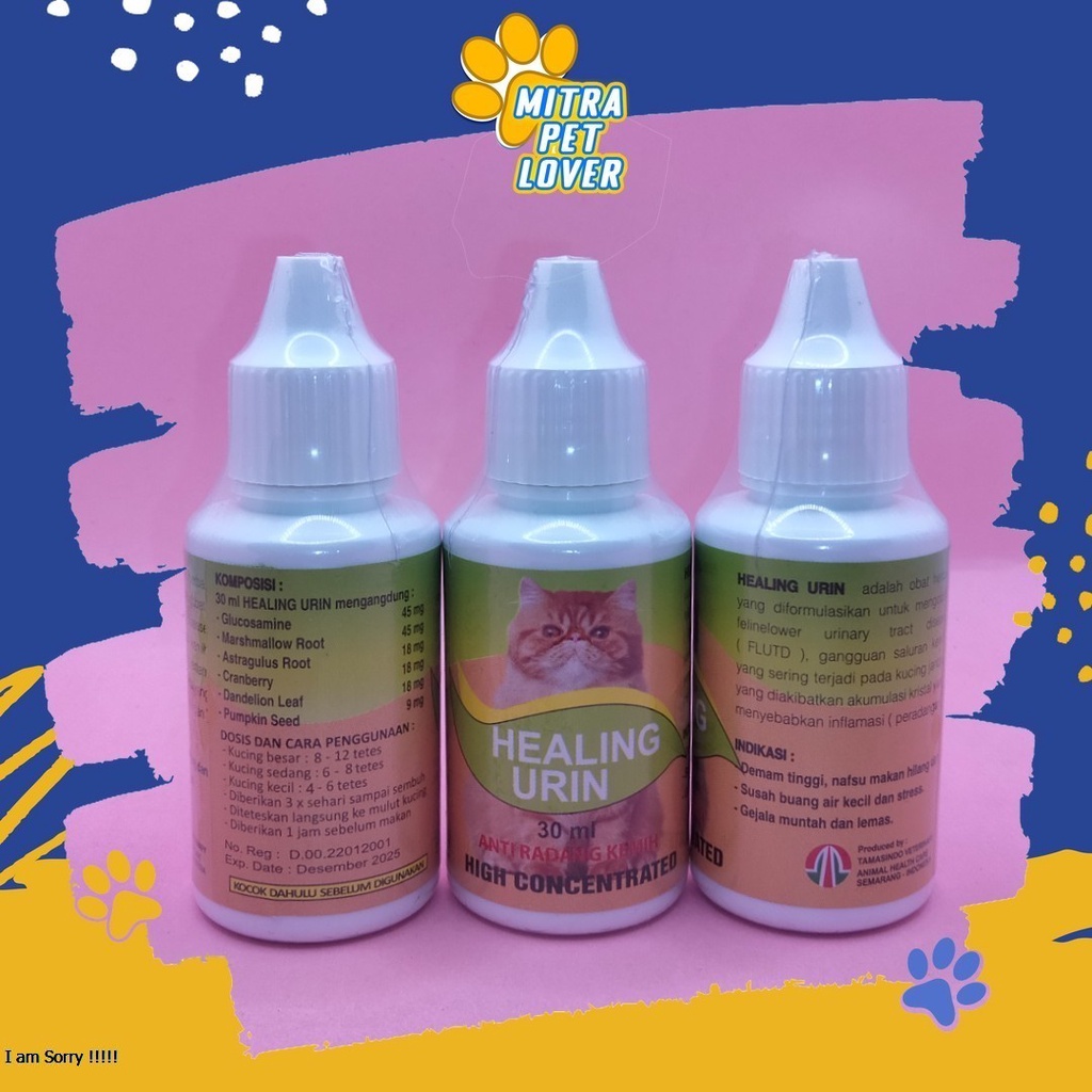 FORMULA UNTUK MENGOBATI INFEKSI SALURAN KECING PADA KUCING - HEALING URIN CAT DROP 30ML - SALURAN KEMIH URINARY KITTEN MURAH ASLI GARANSI KUALITAS ORIGINAL - PET ANIMAL HEALTHCARE VETERINARY TAMASINDO OBAT KESEHATAN &amp;  VITAMIN TERNAK HEWAN  MITRAPETLOVER