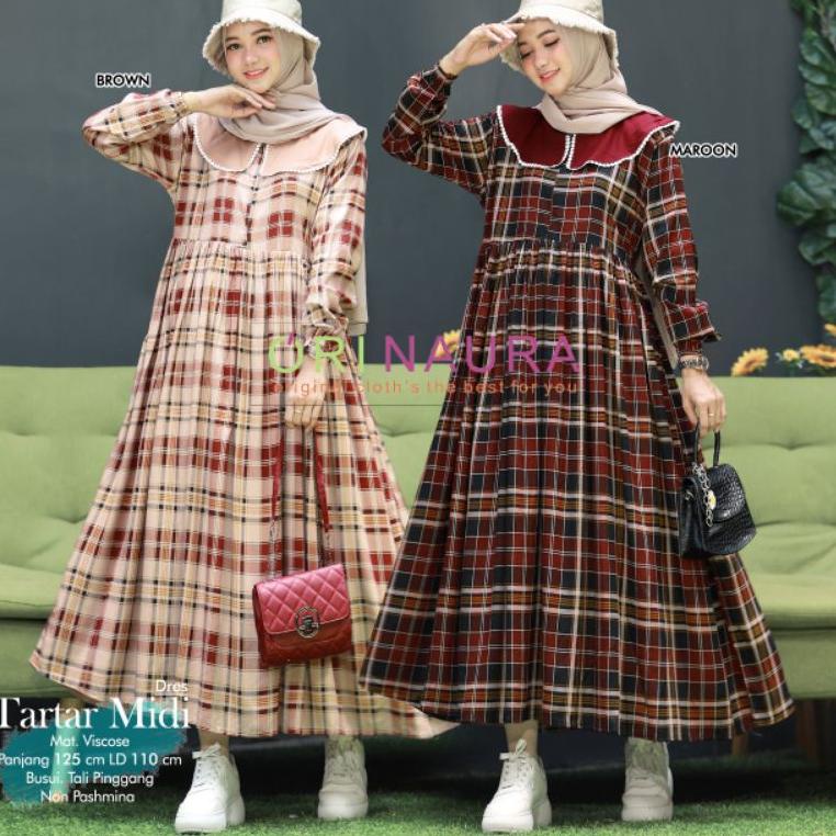 GAMIS MIDI MINI TETA TARTAR KOTAK HAMAIDA ROMI ARIMBI ERANA  ADIN CANELLA ASILA EGA DRESS ORIGINAL O