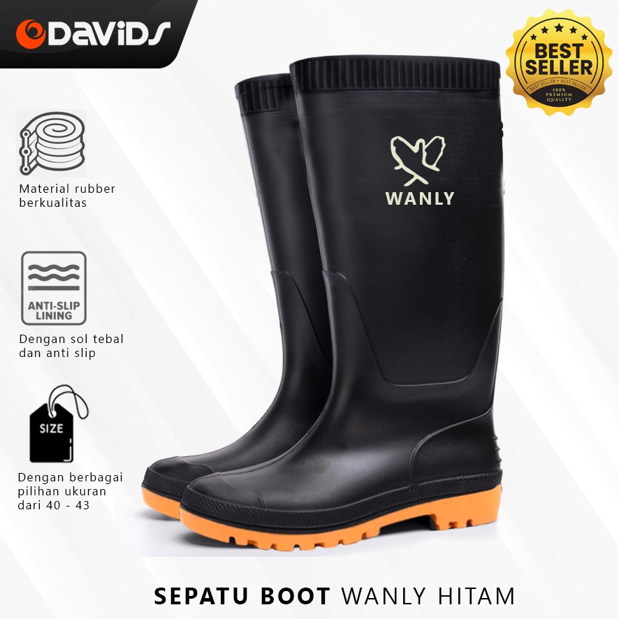 Sepatu Boots Karet Boot Hitam Pria Kerja Safety Proyek Bot Panjang Vpr