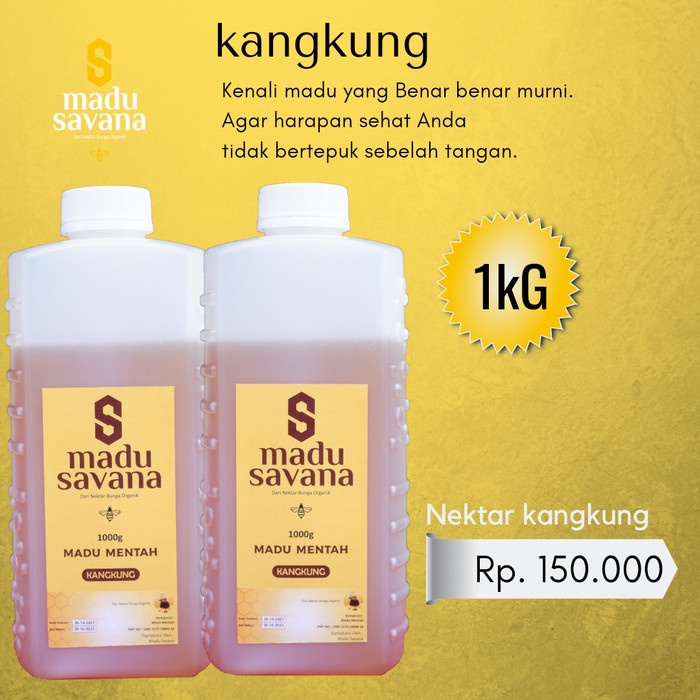 

Madu SAVANA Murni 1kg Nektar Bunga Kangkung 100% Pure Raw Honey Alami - kangkung honey