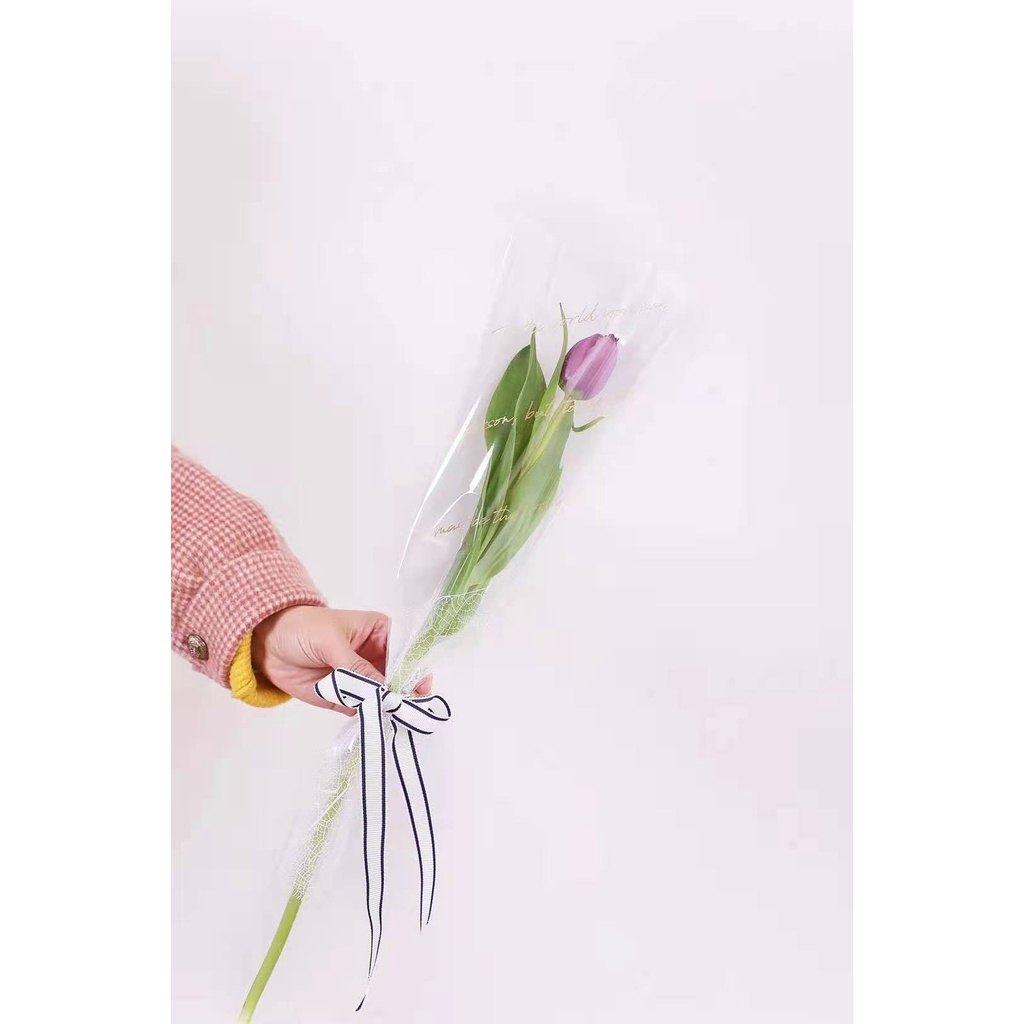 Plastik Bunga Single Rose Wrapping Flower( Jual tanpa bunga) Plastik Bunga Mawar Plastik Pembungkus Bunga Bijian Plastik