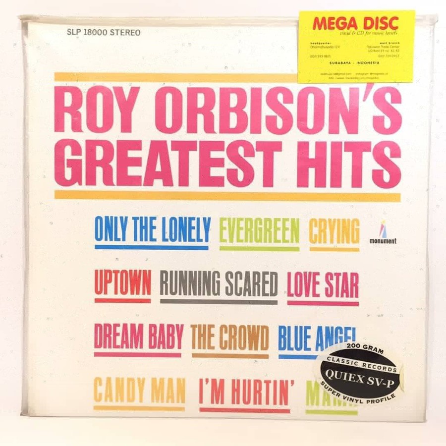 LP Roy Orbison - Greatest Hits Album Vinyl Piringan Hitam PH