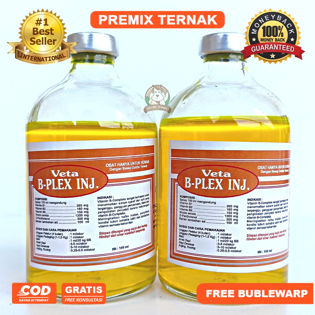 VITAMIN B COMPLEX VETA B PLEX INJ 100ML - Vitamin B Komplek Sapi Kambing Domba Ayam Babi Joss