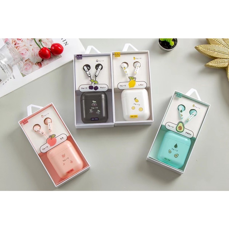 [ KI 290 ] Set Headset Earphone MOTIF BERRY FRUIT + Wadah penyimpanan Earphone