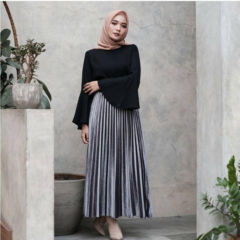 Jual MALL Rok Plisket Bludru Premium / Velvet Glossy Premium Import